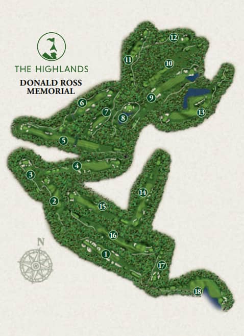  Highlands Donald Ross Memorial Course yardage map