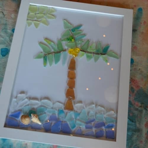 Beach Glass Palm Tree Design